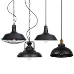 19068 1P OB Vintage Lighting Retro iron wok shade led chandelier 1