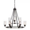 19126 6PB2 OCBCL Antique Wheel Metal Chandelier with Textured Glass Shade Rustic 2