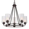 19126 6PB2 OCBCL Antique Wheel Metal Chandelier with Textured Glass Shade Rustic 4