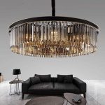 C20538 8ABG AM HYPPT Modern Luxury Round Crystal Chandeliers Light Black Vintage 3