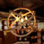 C2060 4 E14 3 Lights Hemp Rope Ball Chandelier Retro 2
