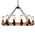 C2062 8LRR R Round Rustic Retro Hemp Rope Chandelier 2