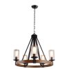 Lumitek Artistic Medieval 5-Light Candle Rustic Geometric Wagon Wheel Chandelier 187 C21 5 Medieval Artful 5 Light Candle Wagon Wheel Chandelier