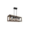 Lumitek 5-Light E27 Rectangular Cage Frame Wooden Pendant Lamp 188 C51 5 OYIPRO Wood Pendant Lamp Kitchen Island Lighting 5 Light