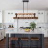 Lumitek 5-Light E27 Rectangular Cage Frame Wooden Pendant Lamp 186 C51 5 OYIPRO Wood Pendant Lamp Kitchen Island Lighting 5 Light 5