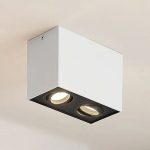 New Angular-White-and-Black-Iron-Aluminum-GU10-IP20-Ceiling-Light-2x35W