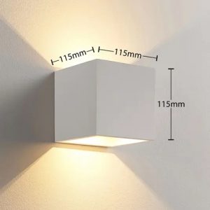 Cube-shaped-White-Plaster-IP20-LED-Wall-Light-2x3W-LEDs