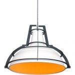 matt black pendant with orange shade