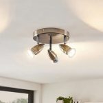 ceiling lights in silver coated with white golden shades