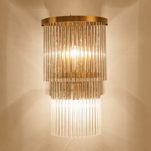 golden shaded stainless steel LED wall lights
