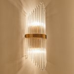 excel b18 customized led indoor luxury gold steel crystal glass wall lamp sconce 2